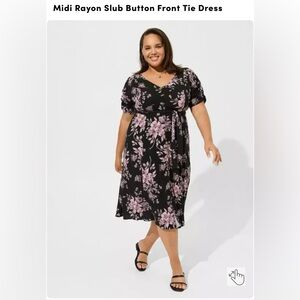 NWT Floral Rayon Tie Midi Dress with Pockets Size 1